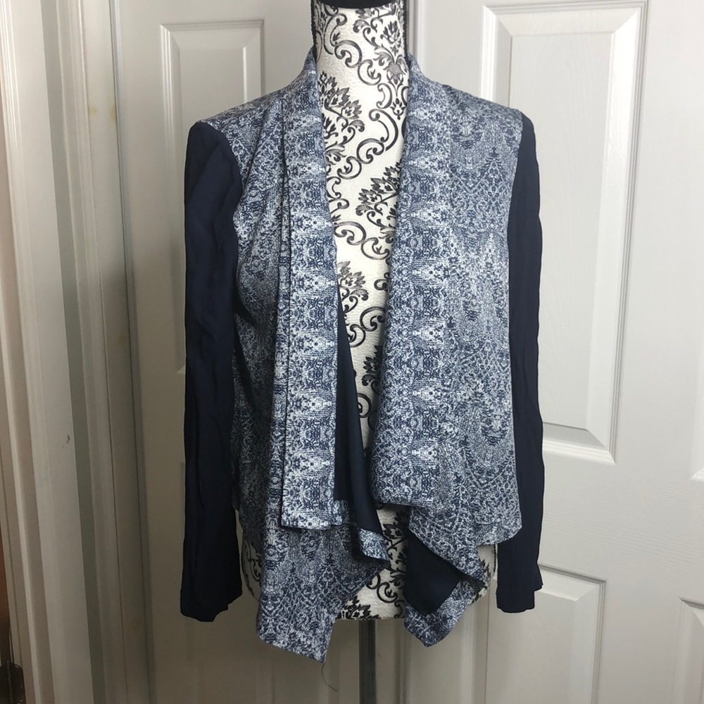 Under Skies Cardigan Blue Open Long‎ Sleeve Asymetrical S